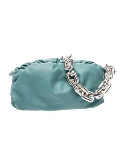 Pre-owned Bottega Veneta Leather The Chain Pouch Small In Blue