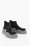 Bottega Veneta Leather Tire Chelsea Booties With Chunky Sole In Black