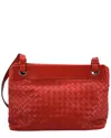 Bottega Veneta Leather Tote Bag Intrecciato (authentic Pre-loved) In Red