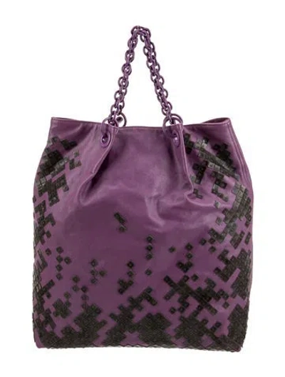 Pre-owned Bottega Veneta Leather Tote In Purple