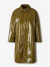 Bottega Veneta Leather Trench Coat In Green