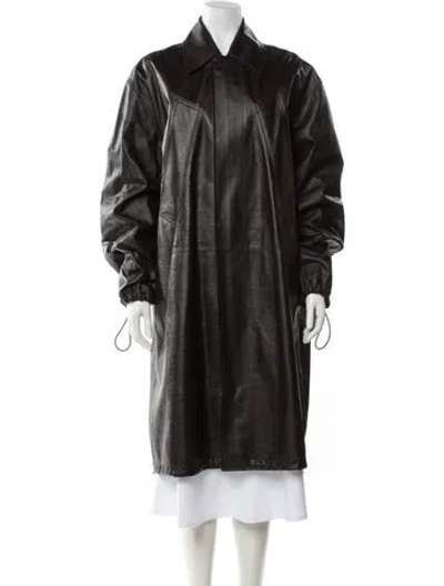 Pre-owned Bottega Veneta Leather Trench Coat In Brown