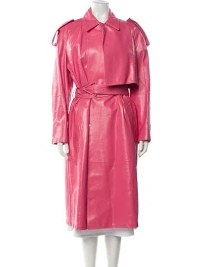 Pre-owned Bottega Veneta Leather Trench Coat W/ Tags In Pink