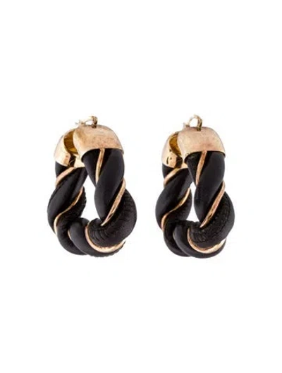 Pre-owned Bottega Veneta Leather Triangle Hoop Earrings In Multi