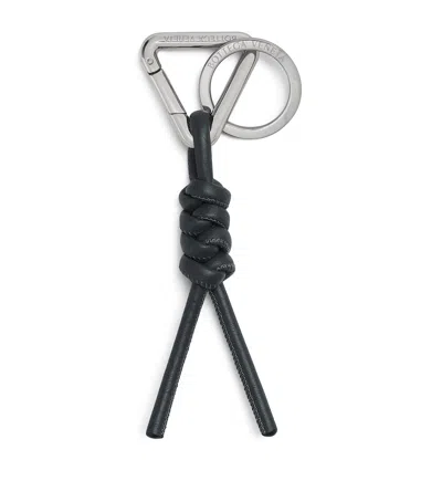 Bottega Veneta Leather Triangle Knot Keyring In Brown