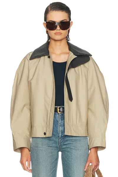 Bottega Veneta Leather Trim Jacket In Gold