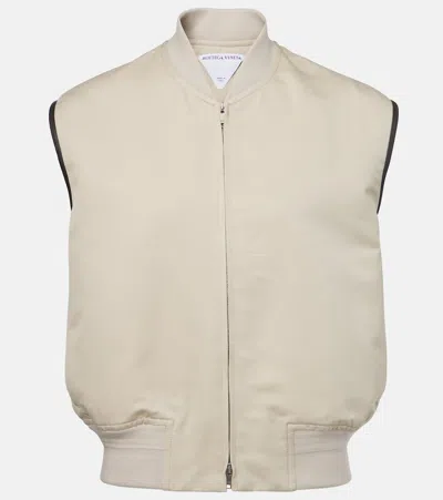 Bottega Veneta Leather-trimmed Cotton And Silk Vest In Neutral