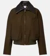 Bottega Veneta Leather-trimmed Cotton Twill Blouson Jacket In Green