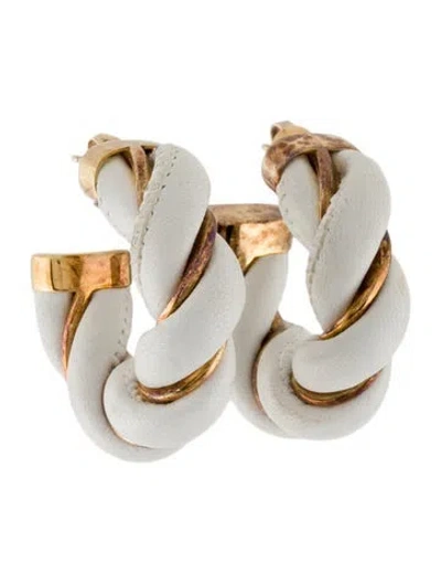 Pre-owned Bottega Veneta Leather Twist Hoop Earrings In Multicolor