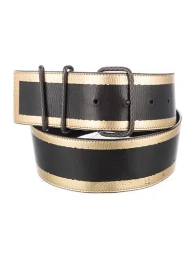 Pre-owned Bottega Veneta Leather Waist Belt In Black