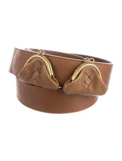 Pre-owned Bottega Veneta Leather Waist Belt In Brown