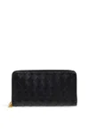 Bottega Veneta Women Leather Wallet With Intrecciato Motif In Black