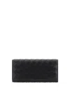 Bottega Veneta Women Black Leather Intrecciato Wallet In Black-gold
