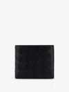 Bottega Veneta Men Leather Wallet With Intrecciato Motif In Black