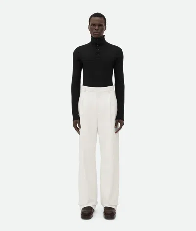 Bottega Veneta Leather Wide Leg Trousers In Dove