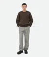 Bottega Veneta Leather Wide Leg Trousers In Seal