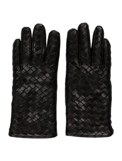 Pre-owned Bottega Veneta Leather Winter Gloves In Black