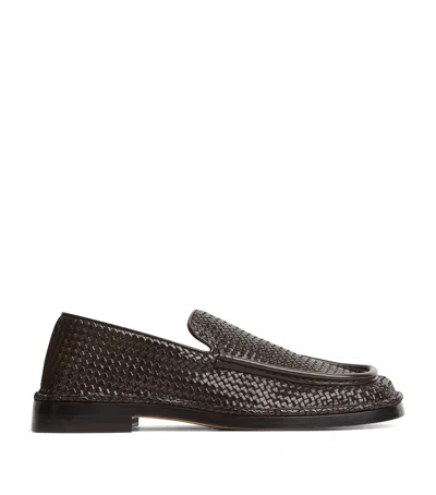 Bottega Veneta Leather Woven Daddy Loafers In Brown