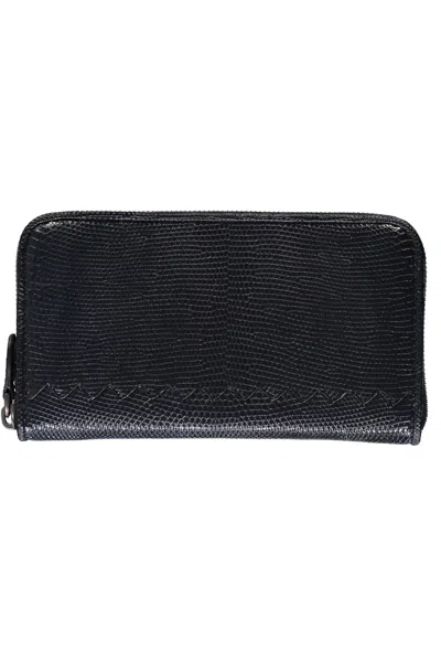 Bottega Veneta Leather Zip-around Wallet In Blue