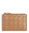 Bottega Veneta Leather Zipped Card Case In Neutral
