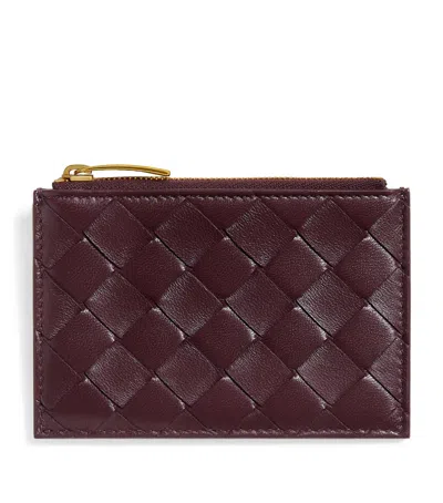 Bottega Veneta Leather Zipped Card Case In Red