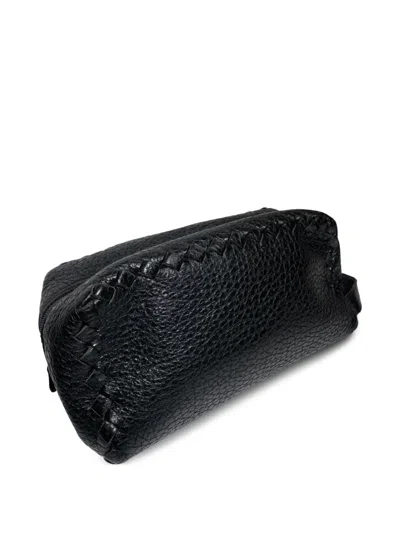 Pre-owned Bottega Veneta Leather Zipped Clutch Bag In Black