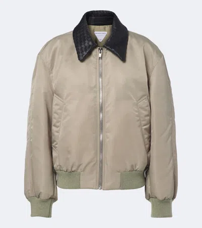 Bottega Veneta Leather-trimmed Blouson Jacket In Green
