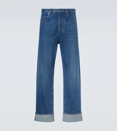 Bottega Veneta Wide Leg Denim Trousers Mid Rise In Blue