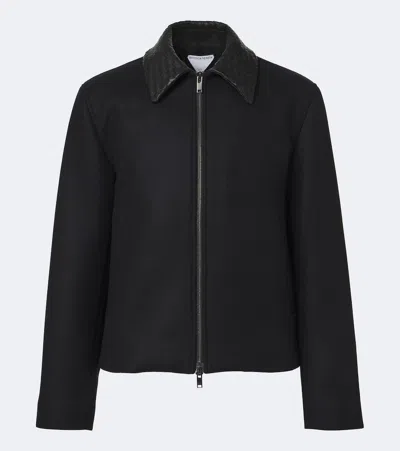Bottega Veneta Leather-trimmed Wool Felt Jacket In Black