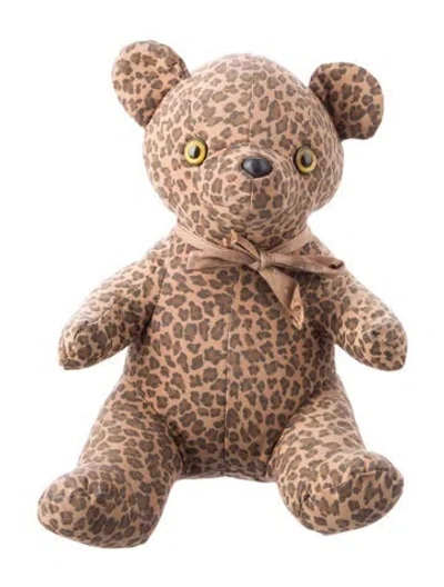 Pre-owned Bottega Veneta Leopard Pattern Bear Plush Toy In Brown
