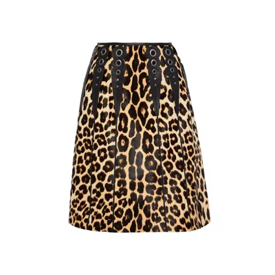 BOTTEGA VENETA LEOPARD PRINT CALF HAIR SKIRT