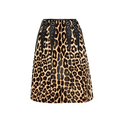 BOTTEGA VENETA BOTTEGA VENETA LEOPARD PRINT CALF HAIR SKIRT WOMEN