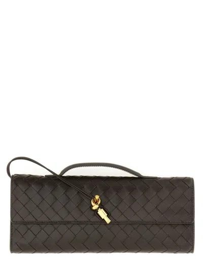 Bottega Veneta Women Leather Andiamo Clutch With Intrecciato Motif In Black