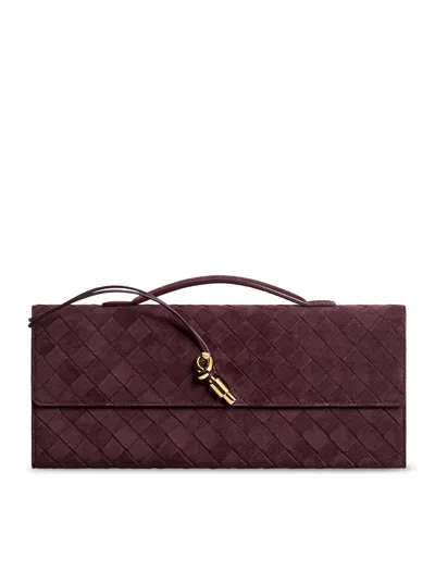 Bottega Veneta Let`s Go Suede Clutch In Red