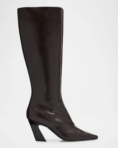 Bottega Veneta Banzai Leather Knee Boots In Brown