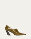 Bottega Veneta Green Lewis Heels In 3310 Olive Oil