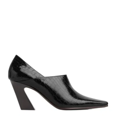 Bottega Veneta Lewis Croco Block-heel Pumps In Black