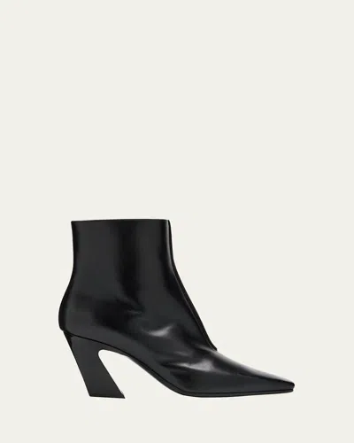 Bottega Veneta Lewis Leather Square-toe Ankle Boots In Black