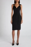 Bottega Veneta Buckle Sleeveless Grainy Viscose Linen Dress In Black