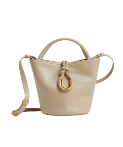 Bottega Veneta Small Leather Liberta Bucket Bag In Ecru