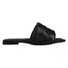 Bottega Veneta The Lido Leather Flat Sandals In Black