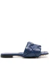 Bottega Veneta The Lido Intrecciato Leather Sandal In Blue