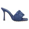 Bottega Veneta The Lido Intrecciato Leather Sandal In Blue