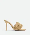 Bottega Veneta Lido 90 Raffia Intrecciato Mule In Beige