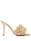 Bottega Veneta Lido 90 Raffia Intrecciato Mule In Neutral