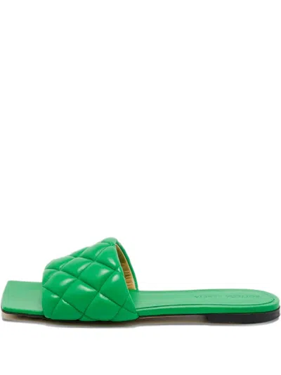 Pre-owned Bottega Veneta Lido Padded Leather Sandals In Green