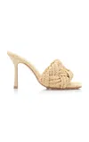 Bottega Veneta Lido 90 Raffia Intrecciato Mule In Neutral