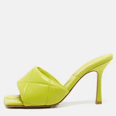 Pre-owned Bottega Veneta Lido Size 37 Green Leather Slide Sandals