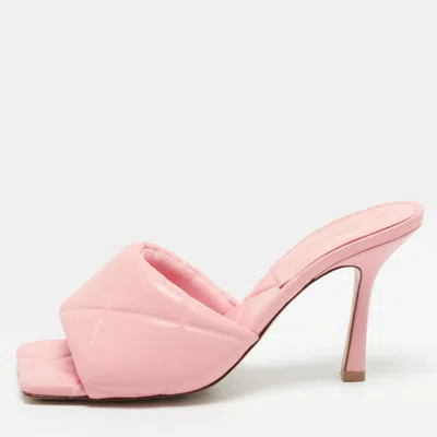 Pre-owned Bottega Veneta Lido Size 37 Light Pink Leather Slide Sandals