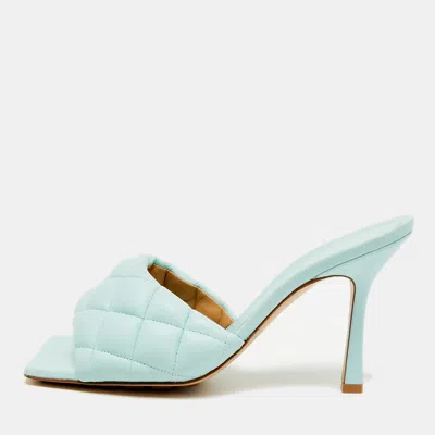 Pre-owned Bottega Veneta Lido Size 38 Blue Leather Slide Sandals